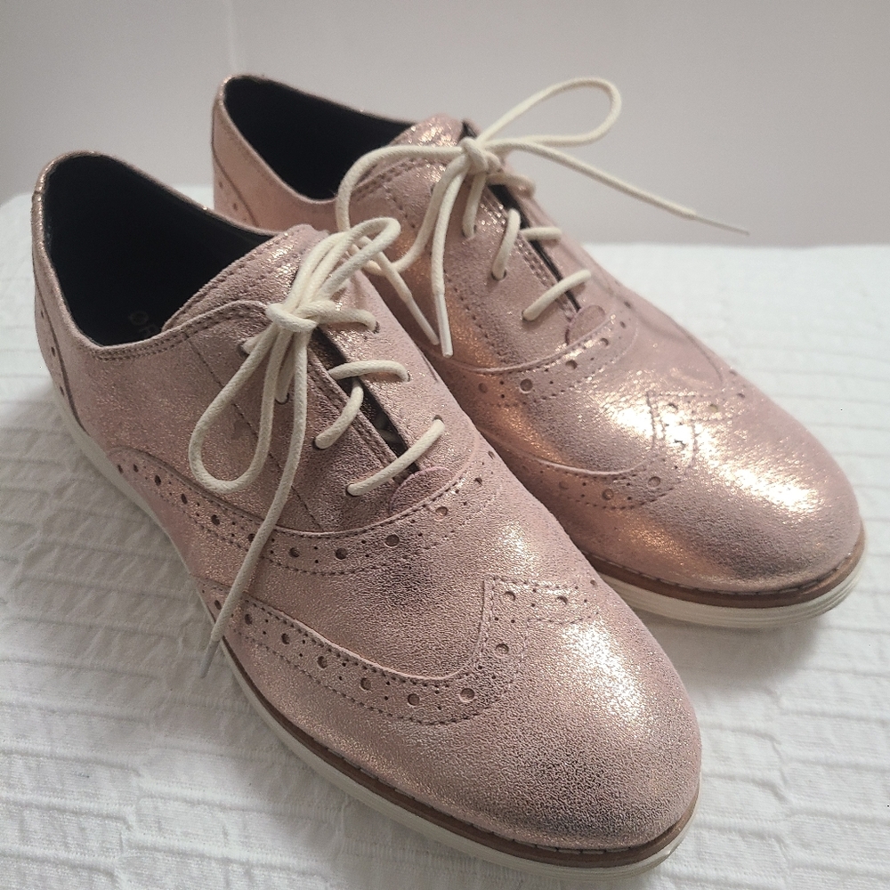 Cole Haan Original Grand Wingtip Oxford Women Leather Comfy Rose Pink Size 6.5 B